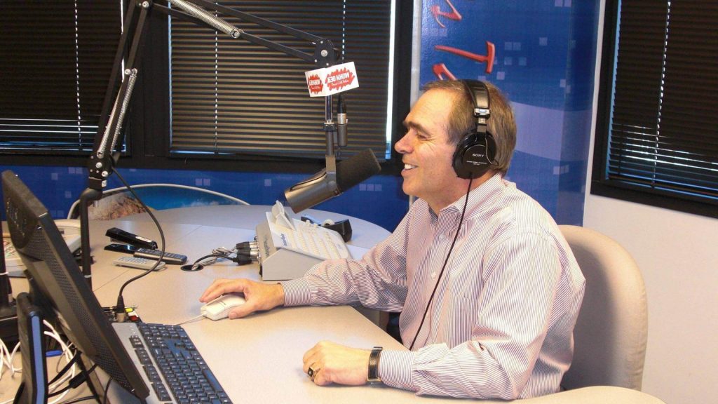 Brad Pollock in the radio studio